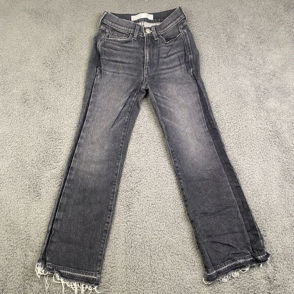 Ayr Denim - AYR The Bomb Pop Jeans Straight Leg W25 L27 in Palladium Wash Black Fray Hem